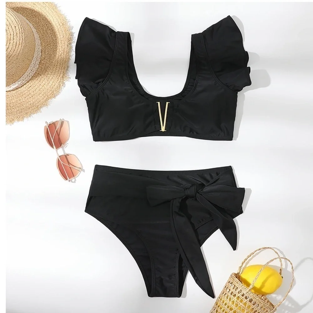 NWT 2 Piece Sexy Split Bikini Set Size Large
